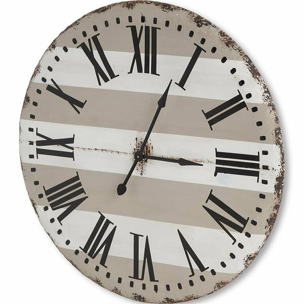 Homeroots 41.5 in. Oversize Round Farmhouse Wall Clock with Faux Rusted Edging, Brown 376230